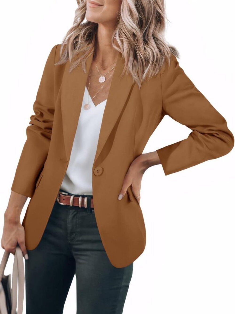 Chic Women's Casual Blazer - Long Sleeve Work Office Jacket for Stylish Outfits